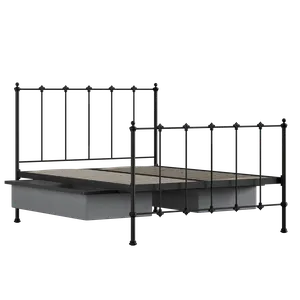 Paris iron/metal bed in black with drawers - Thumbnail