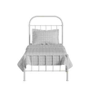 Solomon iron/metal single bed in ivory - Thumbnail