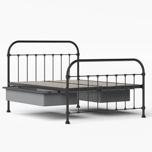 Timolin iron/metal bed in black with drawers - Thumbnail