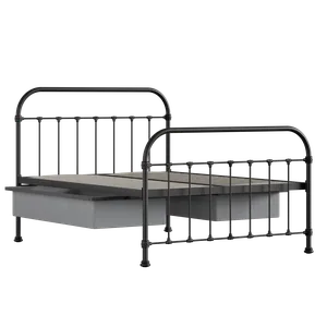 Timolin iron/metal bed in black with drawers - Thumbnail