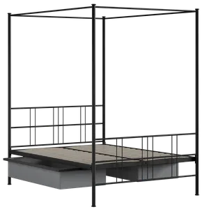 Toulon iron/metal bed in black with drawers - Thumbnail