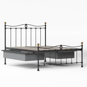 Tulsk Low Footend cama de metal en negro con cajones - Thumbnail
