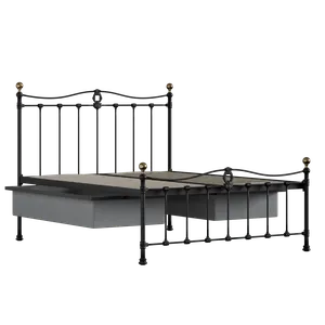 Tulsk Low Footend cama de metal en negro con cajones - Thumbnail