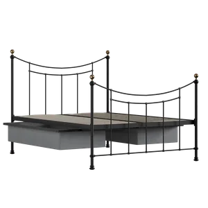 Virginia iron/metal bed in black with drawers - Thumbnail