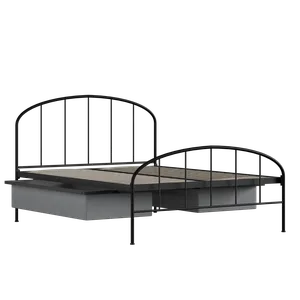 Waldo iron/metal bed in black with drawers - Thumbnail