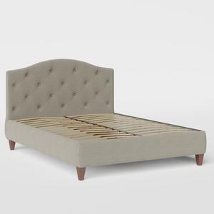 Daniella Deep Buttoned upholstered bed in grey fabric - Thumbnail