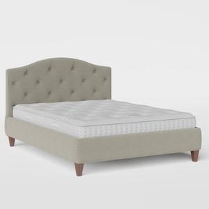 Daniella Deep Buttoned upholstered bed in grey fabric - Thumbnail