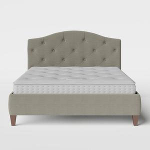 Daniella Deep Buttoned upholstered bed in grey fabric with Juno mattress - Thumbnail