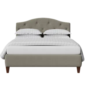 Daniella Deep Buttoned upholstered bed in grey fabric - Thumbnail