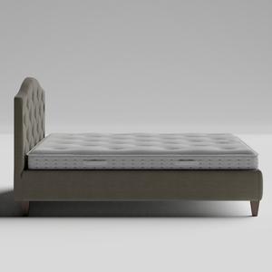 Daniella Deep Buttoned cama tapizada en tela gris con colchón - Thumbnail