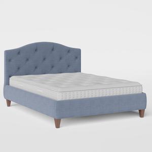 Daniella Deep Buttoned upholstered bed in blue fabric - Thumbnail
