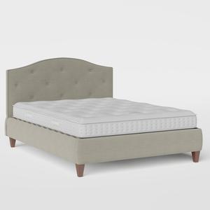 Daniella Buttoned Diagonal upholstered bed in grey fabric - Thumbnail