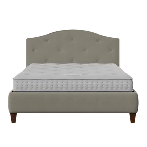 Daniella Buttoned Diagonal cama tapizada en tela gris con colchón - Thumbnail