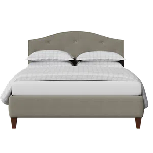 Daniella Buttoned Diagonal upholstered bed in grey fabric - Thumbnail