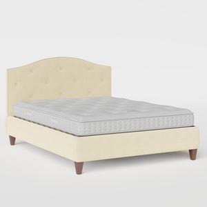 Daniella Buttoned Diagonal upholstered bed in natural fabric - Thumbnail
