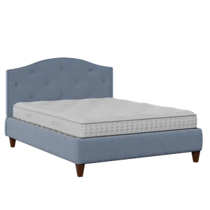 Daniella Buttoned Diagonal cama tapizada en tela azul - Thumbnail