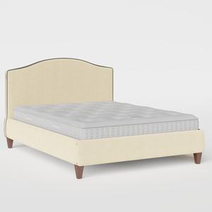 Daniella with Piping upholstered bed in natural fabric - Thumbnail