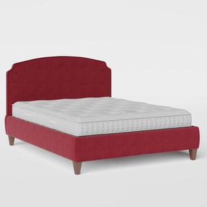 Lide Buttoned upholstered bed in cherry fabric - Thumbnail