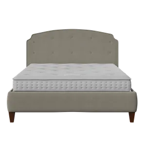 Lide Buttoned letto imbottito in tessuto grigio con materasso - Thumbnail