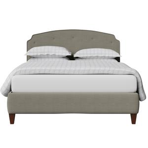 Lide Buttoned upholstered bed in grey fabric - Thumbnail