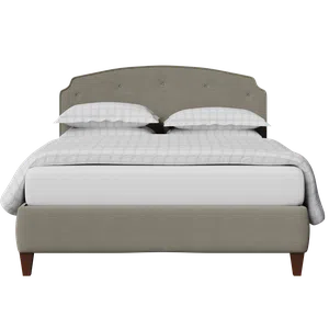 Lide Buttoned upholstered bed in grey fabric - Thumbnail