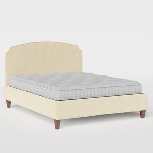 Lide Buttoned upholstered bed in natural fabric - Thumbnail