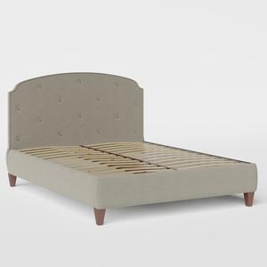 Lide Buttoned Diagonal upholstered bed in grey fabric - Thumbnail