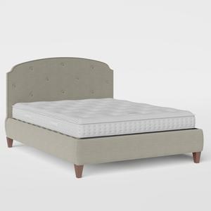 Lide Buttoned Diagonal upholstered bed in grey fabric - Thumbnail