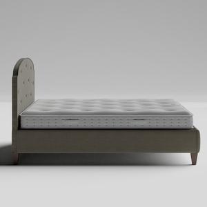Lide Buttoned Diagonal upholstered bed in grey fabric with Juno mattress - Thumbnail