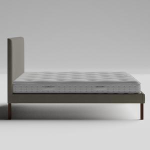 Misaki Upholstered upholstered bed in grey fabric with Juno mattress - Thumbnail
