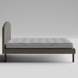 Okawa Upholstered cama tapizada en tela gris con colchón - Thumbnail