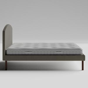 Okawa Upholstered upholstered bed in grey fabric with Juno mattress - Thumbnail