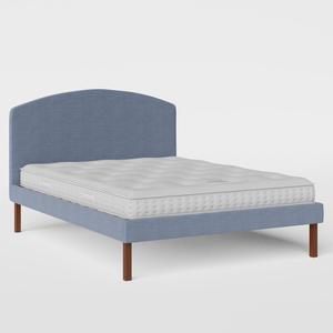 Okawa Upholstered polsterbett in blue stoff - Thumbnail
