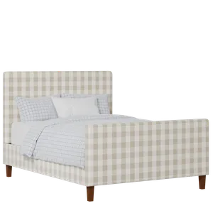 Porto upholstered bed in Romo Kemble Putty fabric with Juno mattress - Thumbnail
