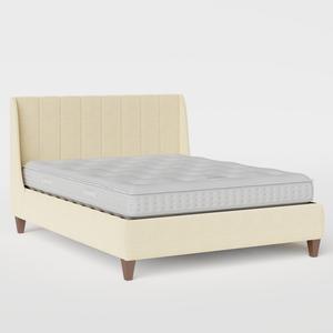 Sunderland Pleated upholstered bed in natural fabric - Thumbnail