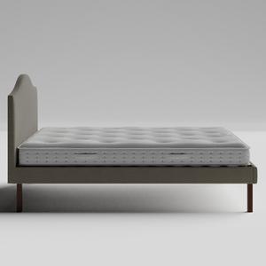 Yoshida Upholstered upholstered bed in grey fabric with Juno mattress - Thumbnail