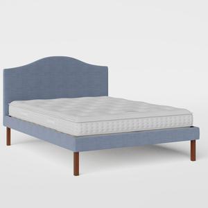 Yoshida Upholstered upholstered bed in blue fabric - Thumbnail