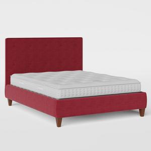 Yushan Buttoned upholstered bed in cherry fabric - Thumbnail