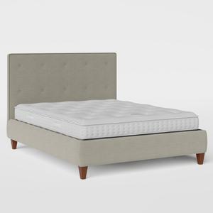 Yushan Buttoned upholstered bed in grey fabric - Thumbnail