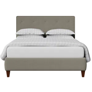 Yushan Buttoned upholstered bed in grey fabric - Thumbnail