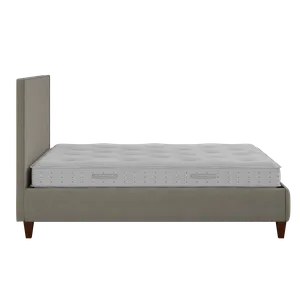 Yushan Buttoned upholstered bed in grey fabric with Juno mattress - Thumbnail