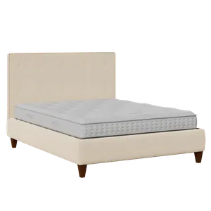 Yushan Buttoned upholstered bed in natural fabric - Thumbnail