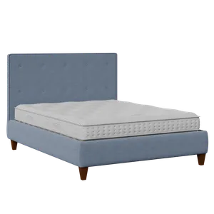 Yushan Buttoned upholstered bed in blue fabric - Thumbnail