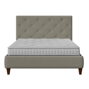 Yushan Deep Buttoned letto imbottito in tessuto grigio con materasso - Thumbnail
