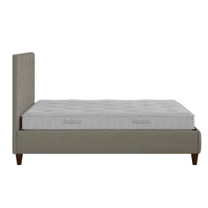 Yushan Deep Buttoned letto imbottito in tessuto grigio con materasso - Thumbnail
