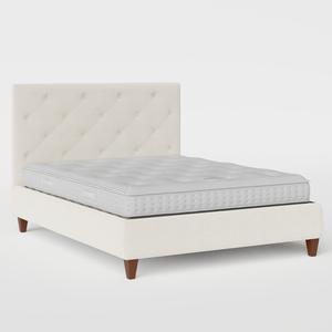 Yushan Deep Buttoned upholstered bed in mist fabric - Thumbnail