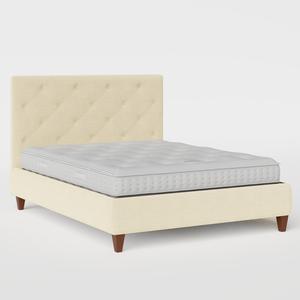 Yushan Deep Buttoned upholstered bed in natural fabric - Thumbnail