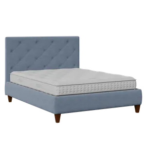 Yushan Deep Buttoned letto imbottito con tessuto blu - Thumbnail