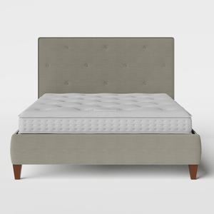 Yushan Buttoned Diagonal cama tapizada en tela gris con colchón - Thumbnail