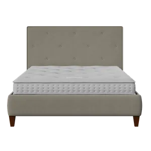 Yushan Buttoned Diagonal lit rembourré en tissu gris avec matelas - Thumbnail